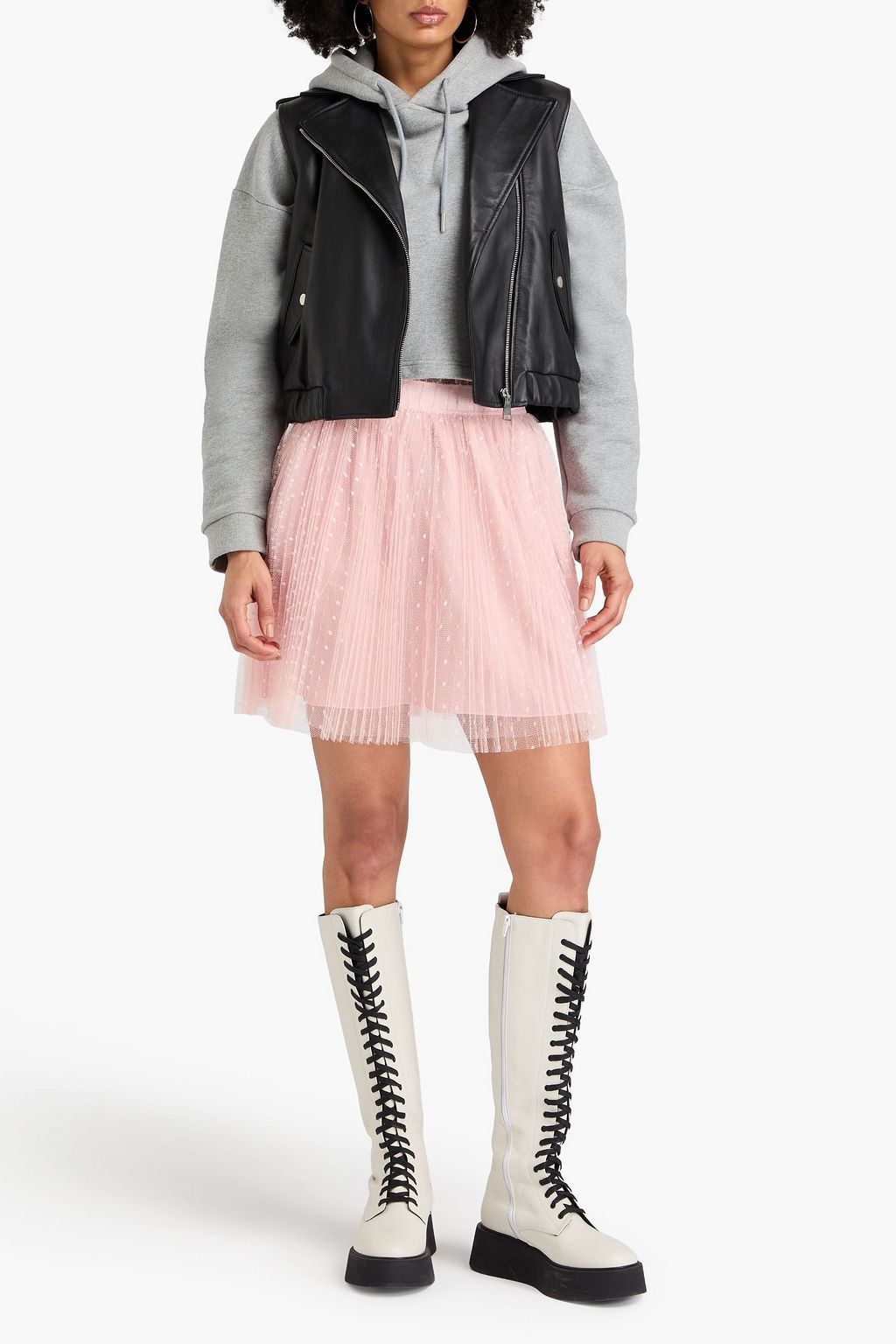 REDVALENTINO تنورة قصيرة بكسرات من قماش بوان ديسبري