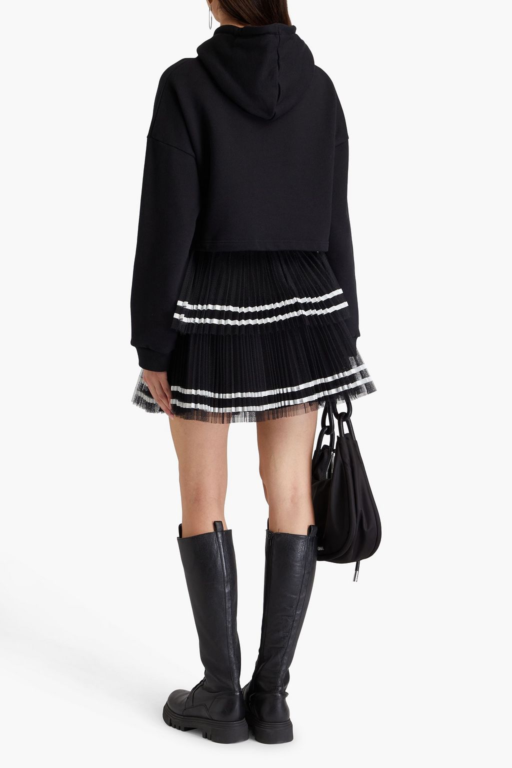 REDVALENTINO تنورة مخططة قصيرة من التول مزينة بكسرات