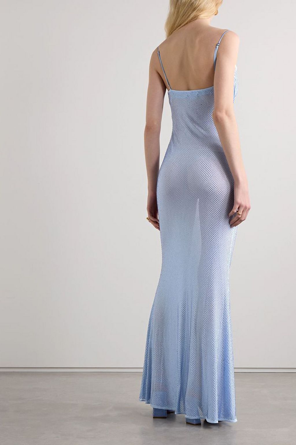 RETROFÊTE Shilo crystal-embellished silk-blend mesh maxi dress