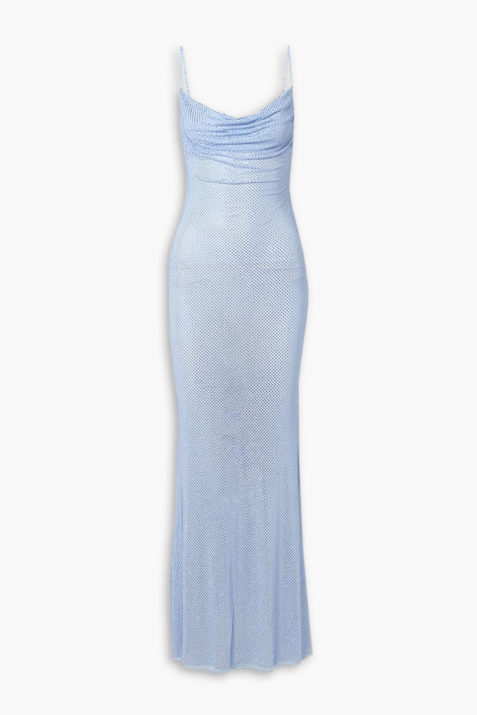 Retroféte Shilo Crystal-embellished Silk-blend Mesh Dress In Azure