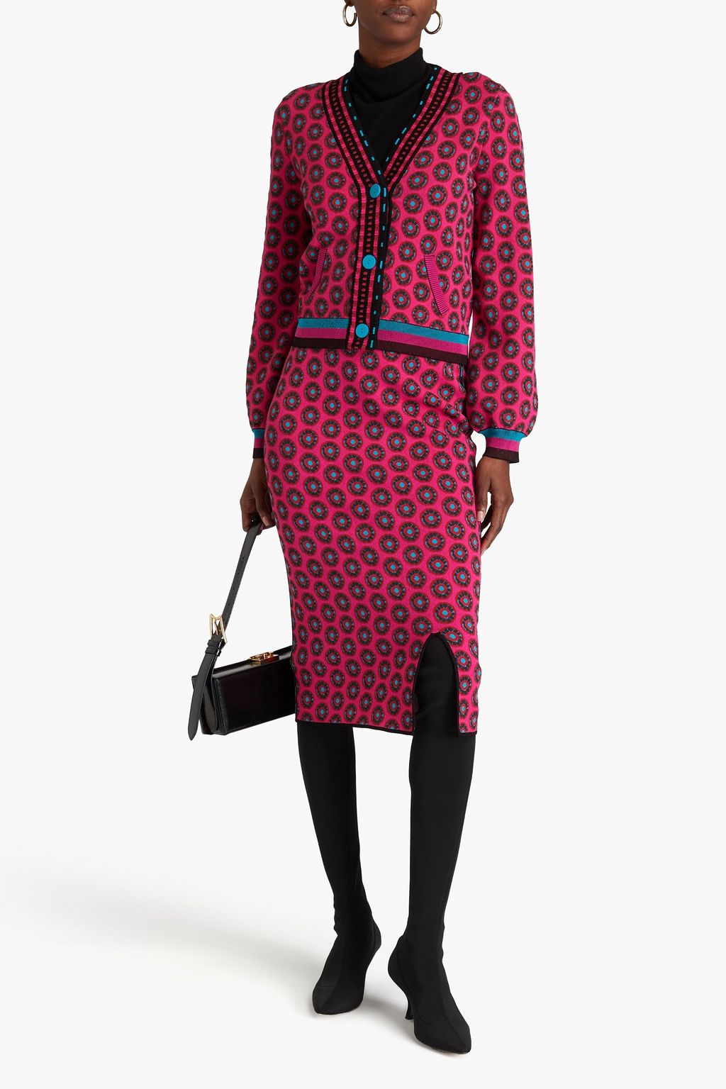 DIANE VON FURSTENBERG Bryant intarsia-knit cardigan