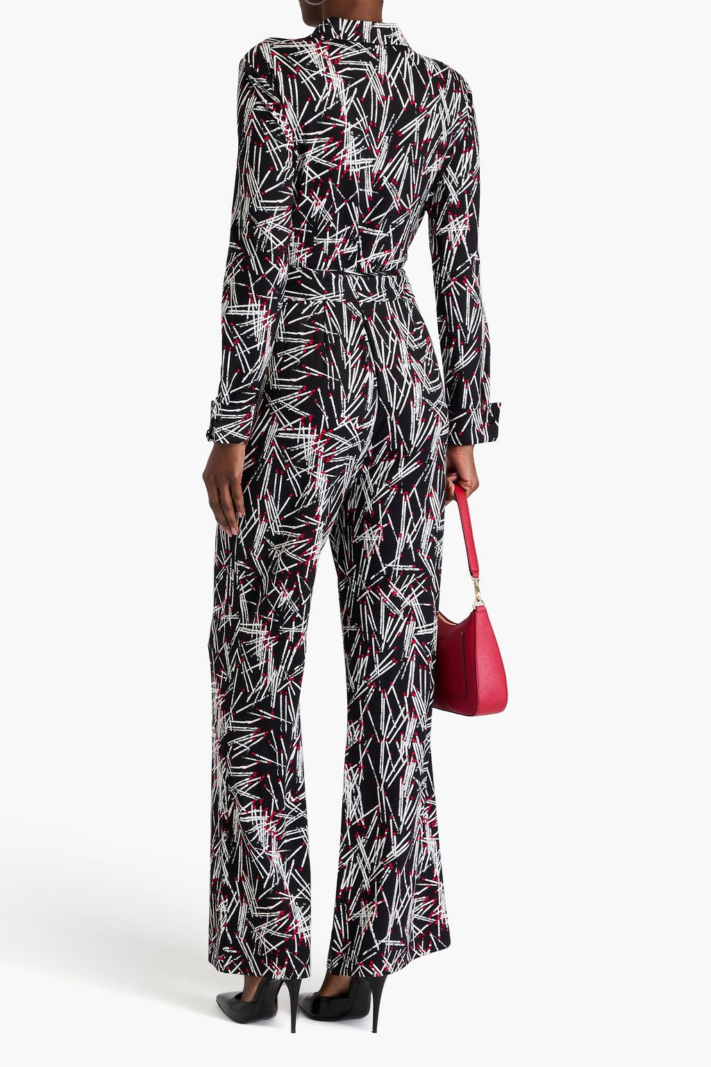 DIANE VON FURSTENBERG جمبسوت "ميتشيل" من الجيرسي المطاط ومزينة بطبعات