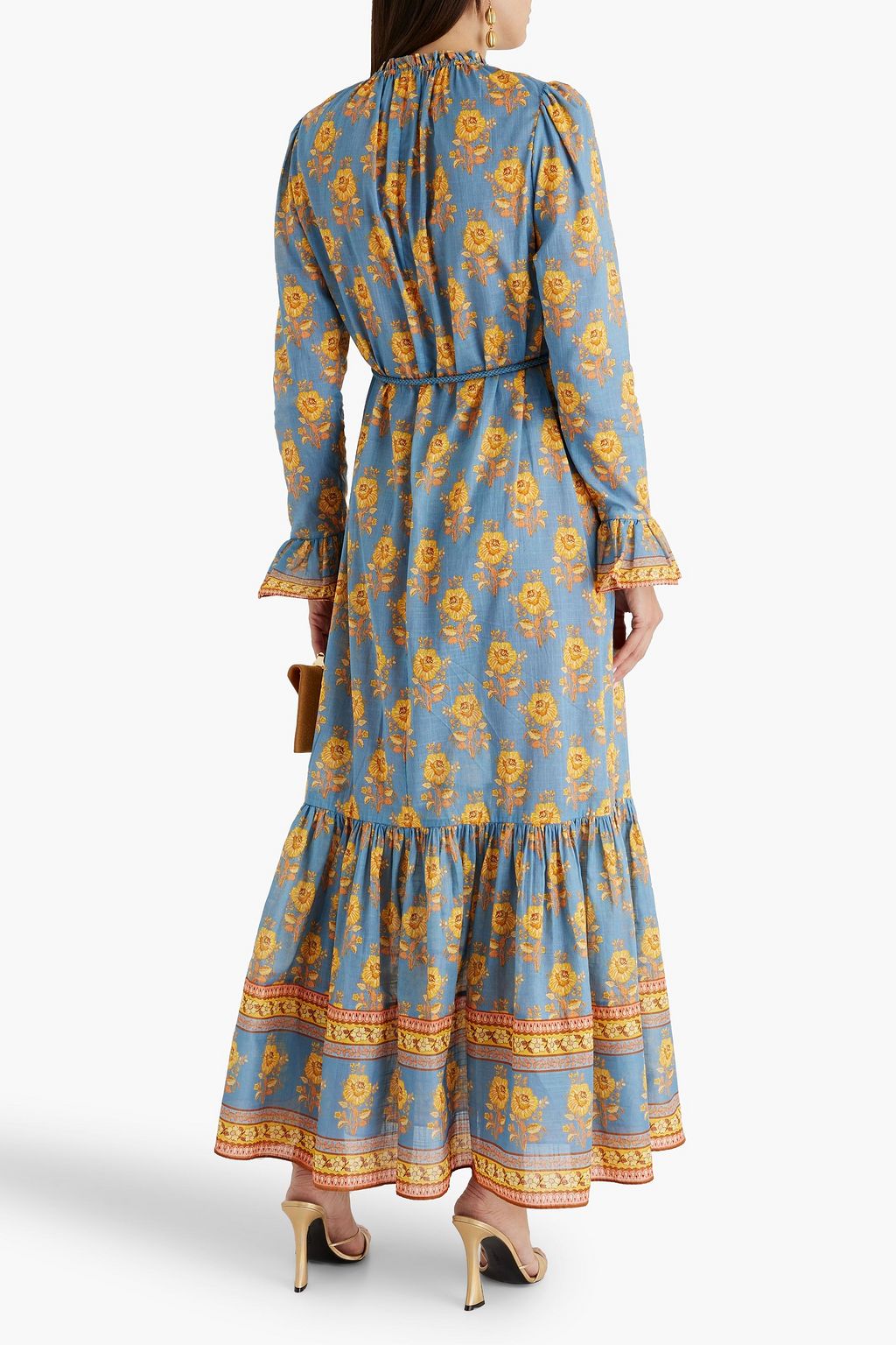 ZIMMERMANN Belted ruffled floral-print cotton-voile maxi dress
