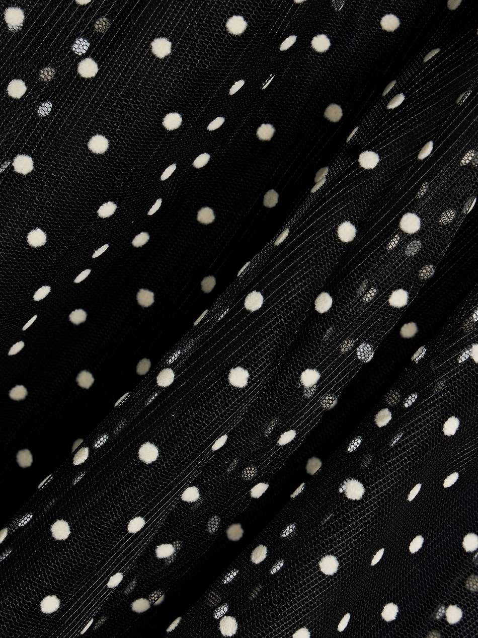 ruched flocked polka-dot tulle mini dress