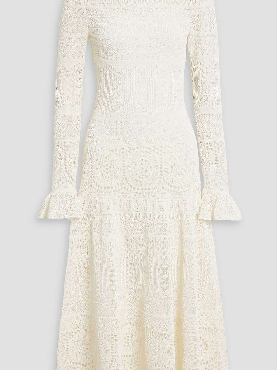 ruffled cotton-blend crocheted lace maxi dress