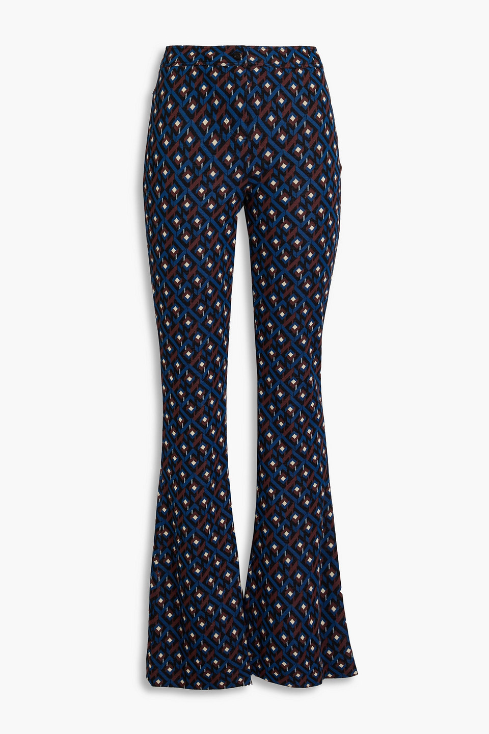 Diane Von Furstenberg Greg Jacquard-knit Flared Pants In Blue