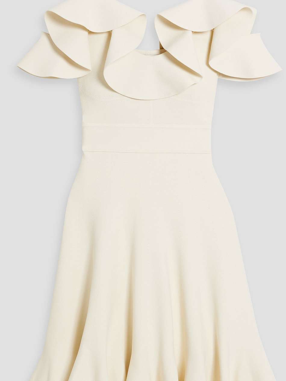ruffled pointelle-knit dress
