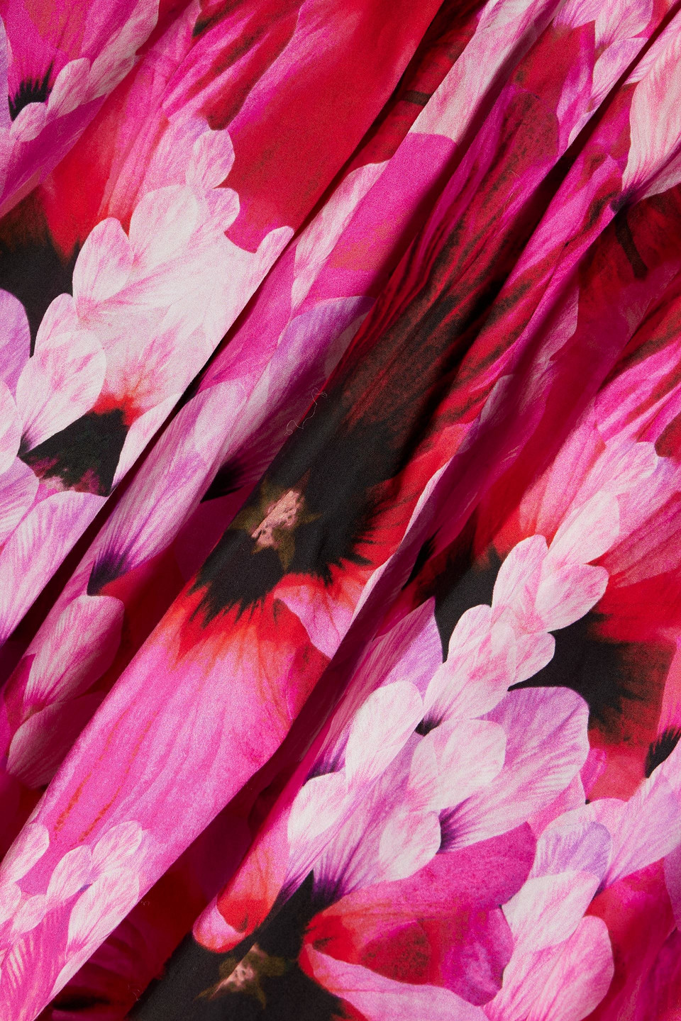 Alexander Mcqueen Layered Floral-print Cotton-poplin Midi Dress In Fuchsia