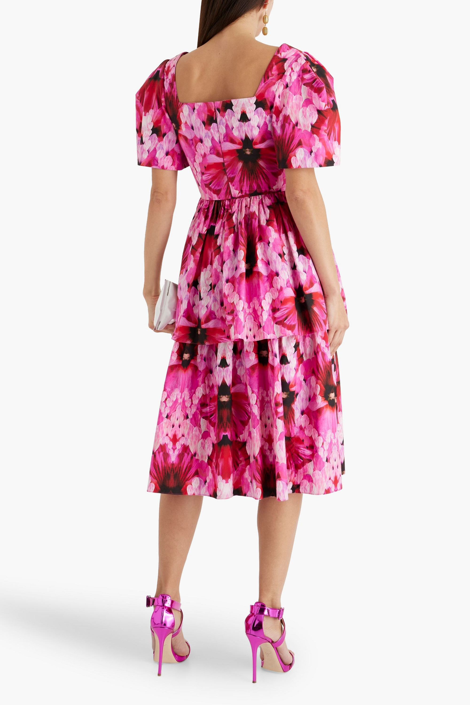McQueen Layered floral-print cotton-poplin midi dress thumbnail