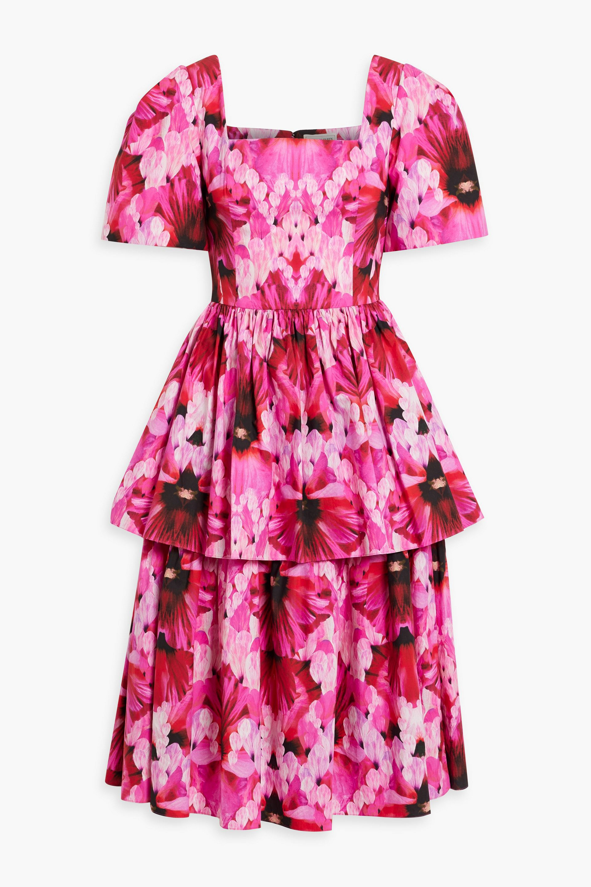 McQueen Layered floral-print cotton-poplin midi dress thumbnail