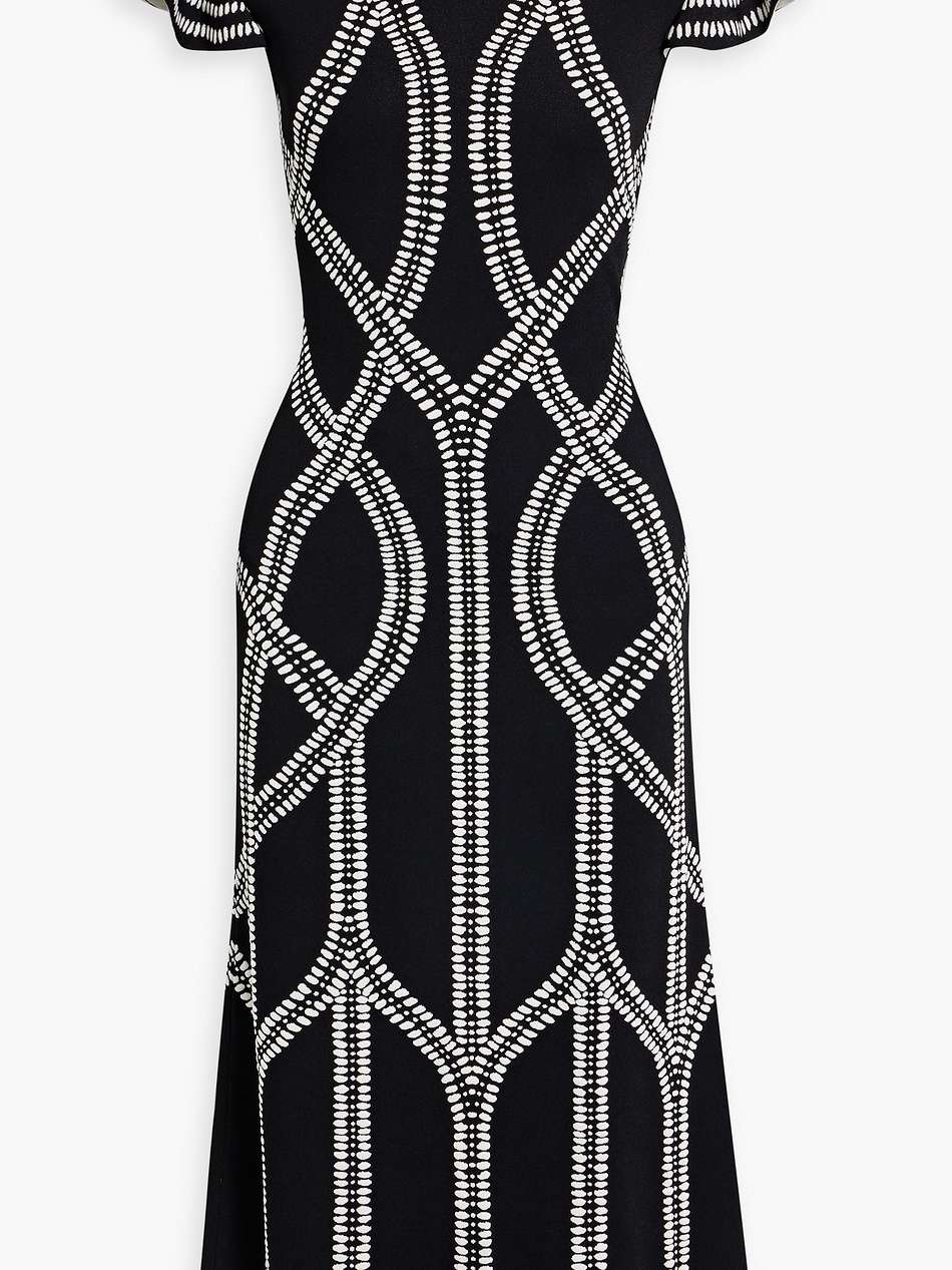 ruffled jacquard-knit midi dress