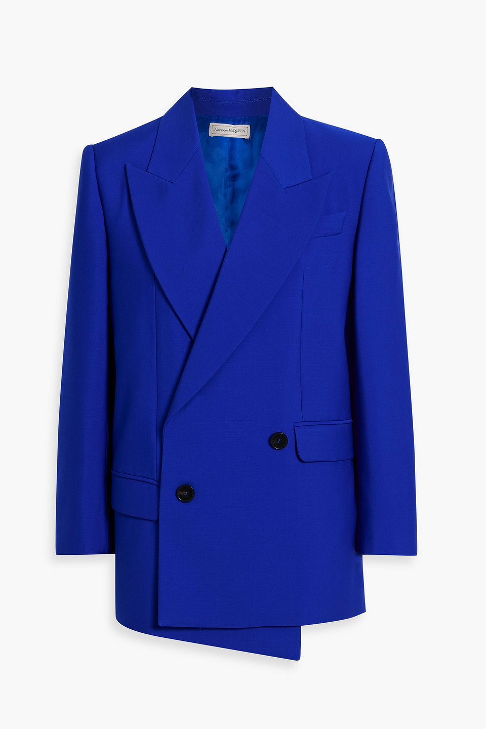 Alexander Mcqueen Double-breasted Wool Blazer In Blue