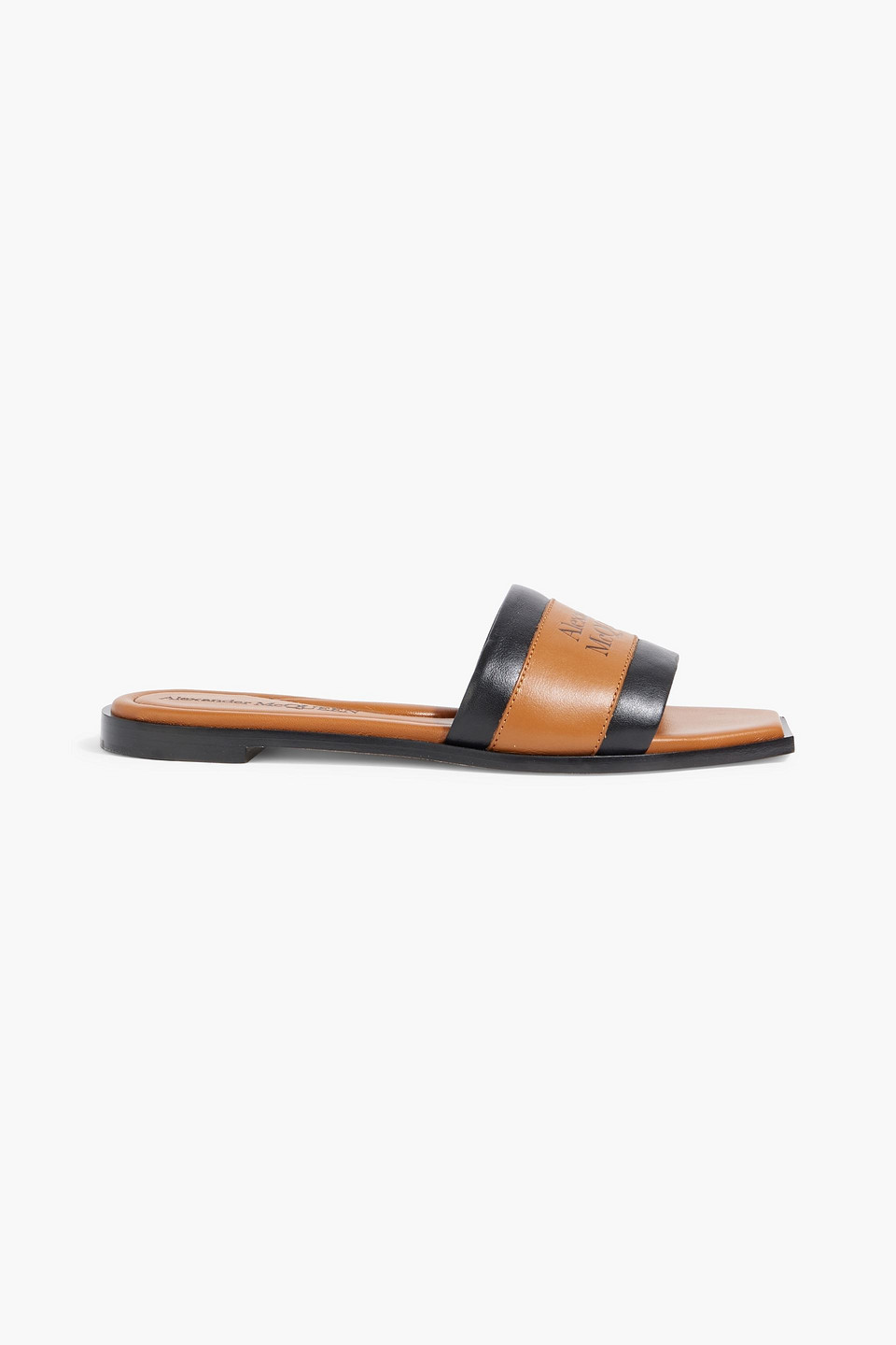 Alexander Mcqueen Logo-print Leather Slides In Light Brown