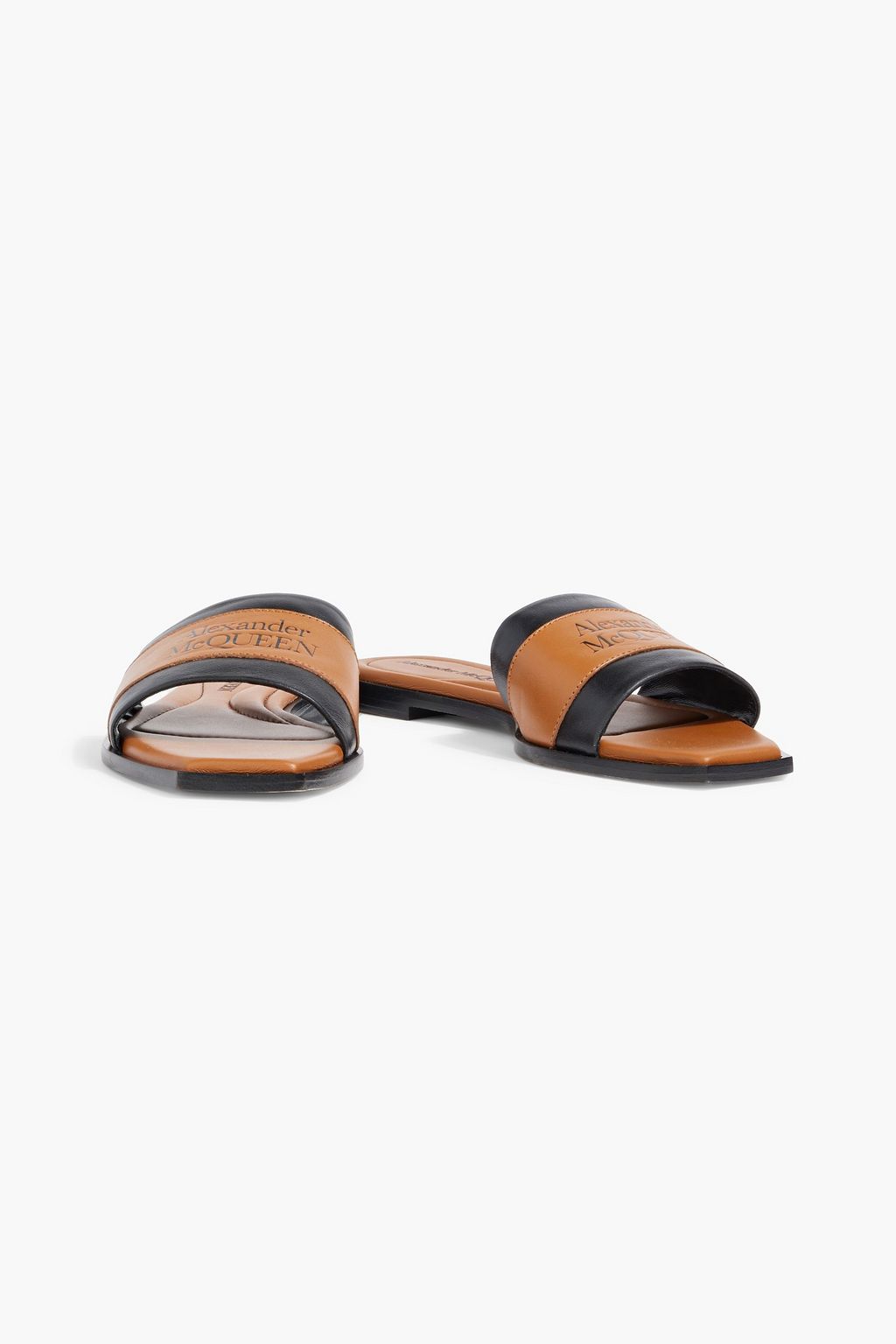 MCQUEEN Logo-print leather slides