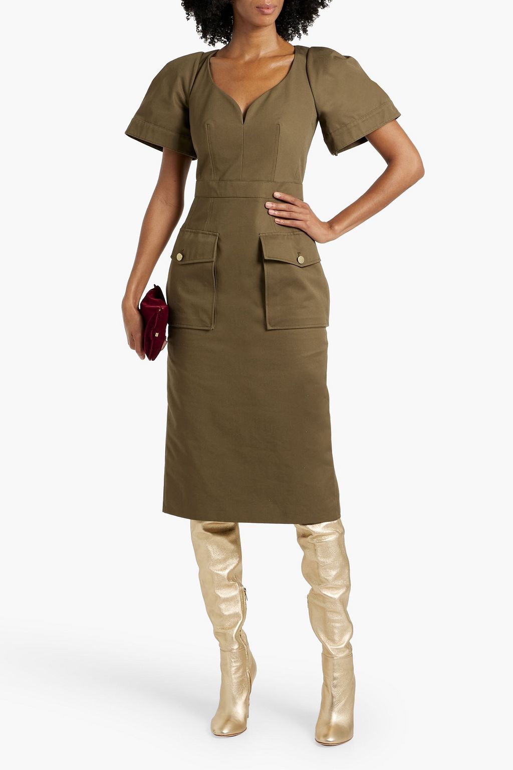 MCQUEEN Cotton-twill midi dress