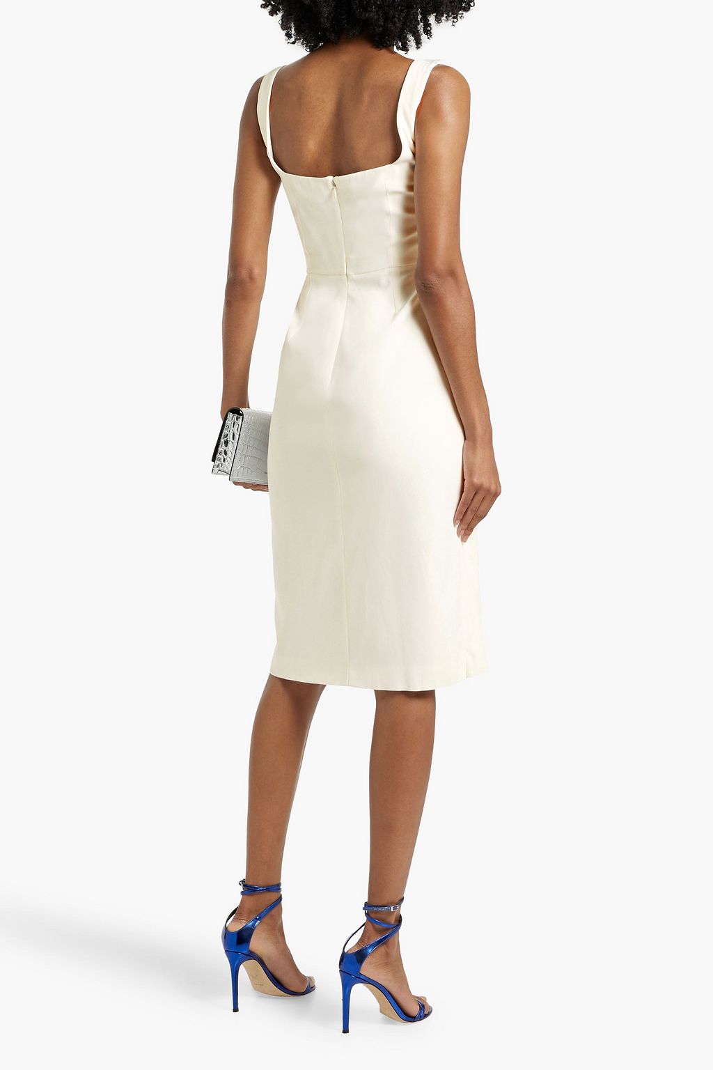 MCQUEEN Draped crepe midi dress