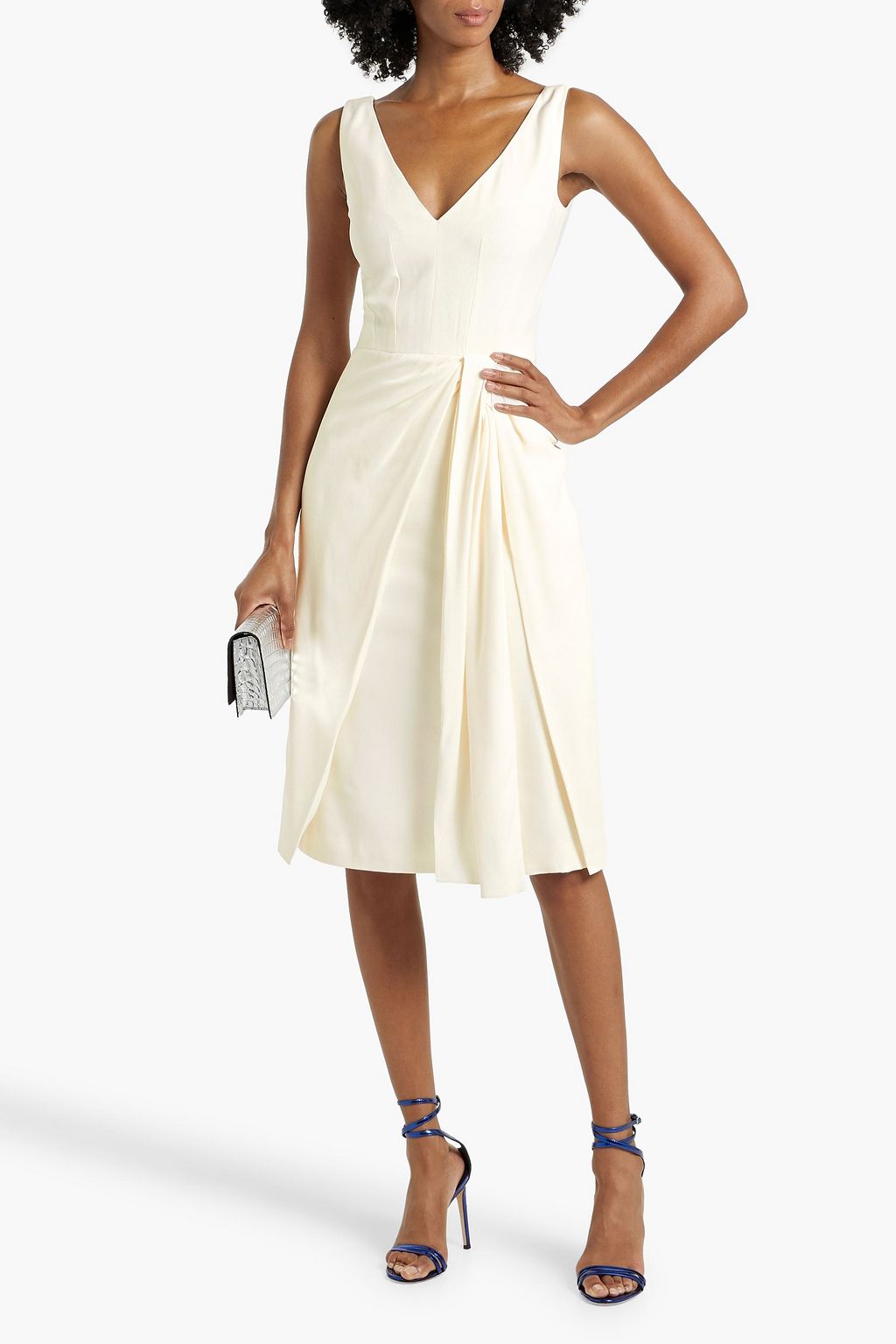 MCQUEEN Draped crepe midi dress