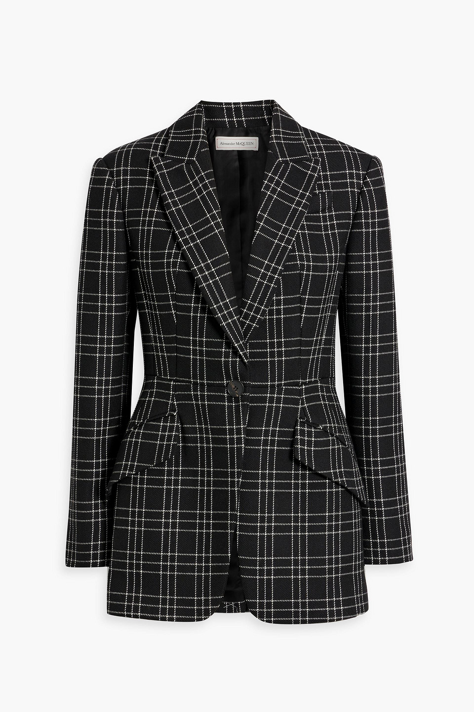 Alexander Mcqueen Checked Wool-twill Blazer In Black
