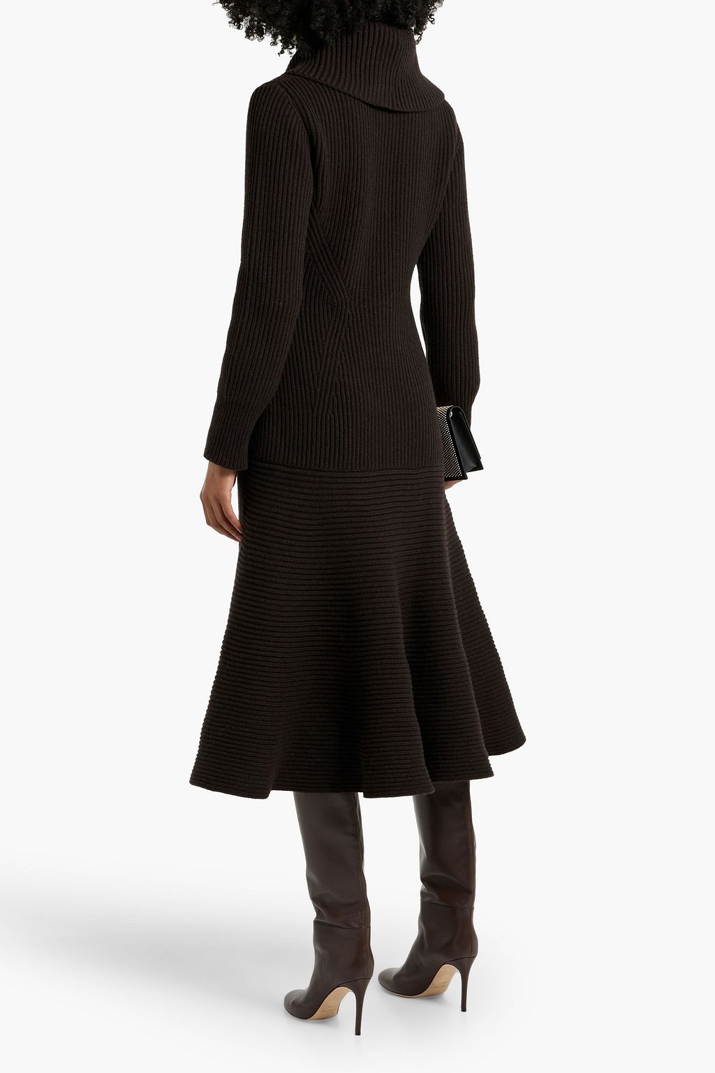 MCQUEEN Ribbed wool and cashmere-blend coat
