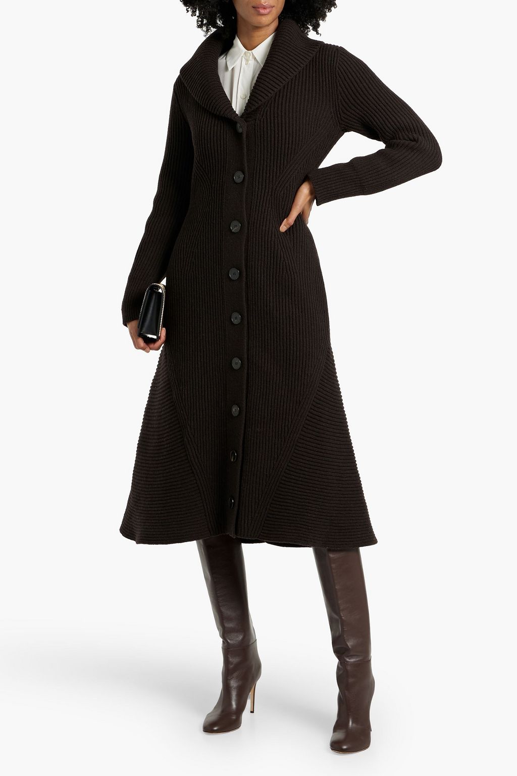 MCQUEEN Ribbed wool and cashmere-blend coat