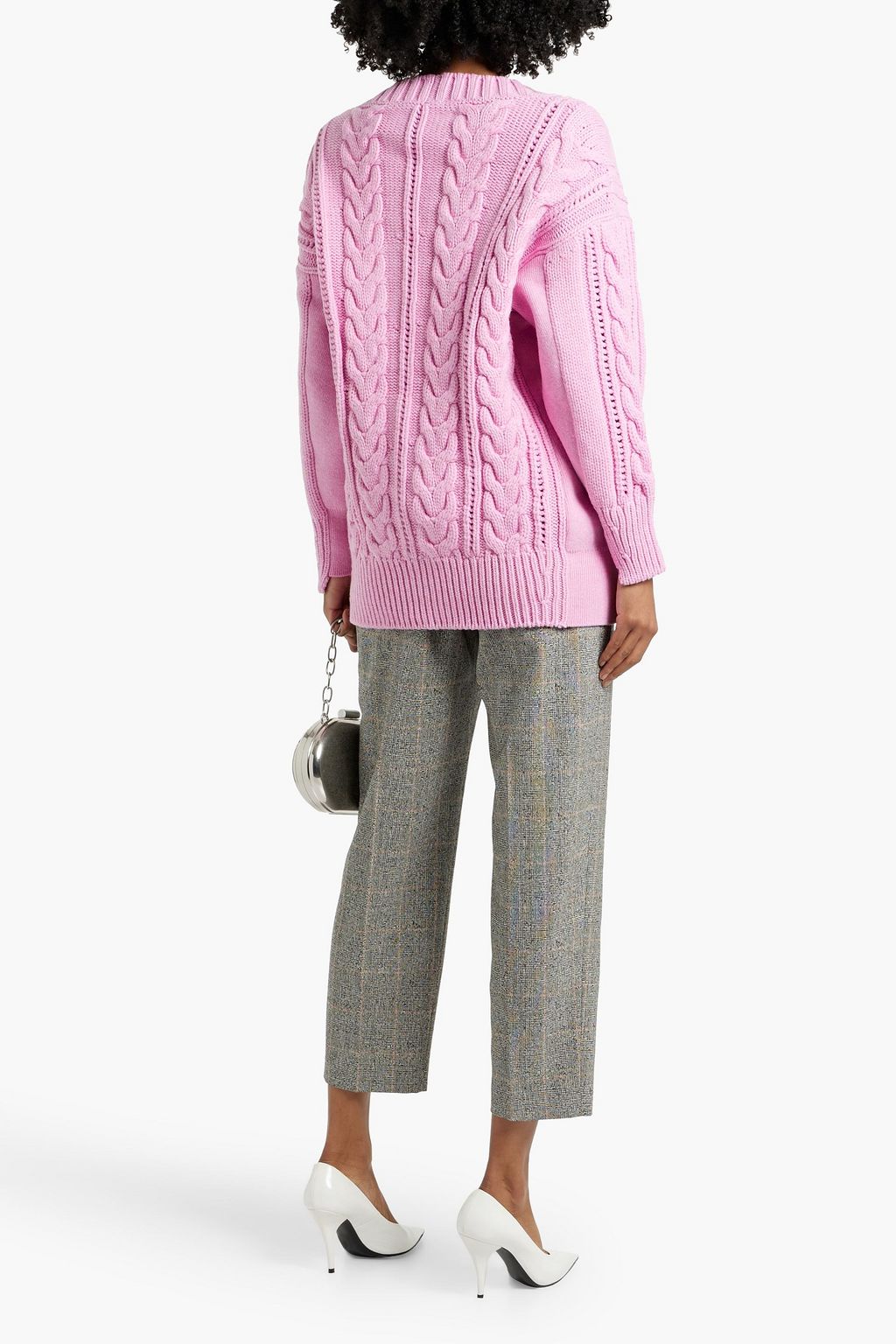 MCQUEEN Cropped Prince of Wales checked wool-blend tweed straight-leg pants