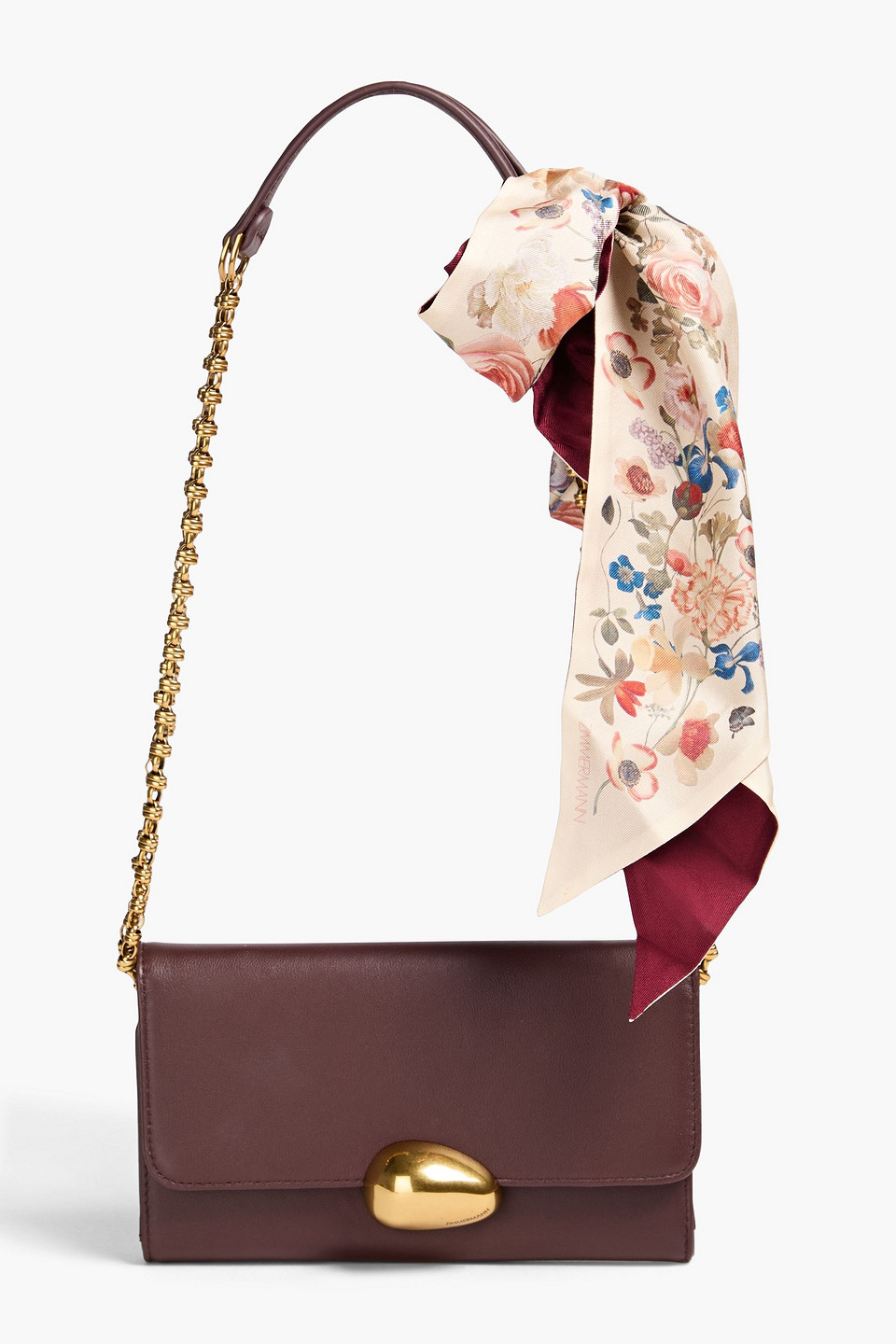 Zimmermann Bow-detailed Leather Shoulder Bag In Burgundy