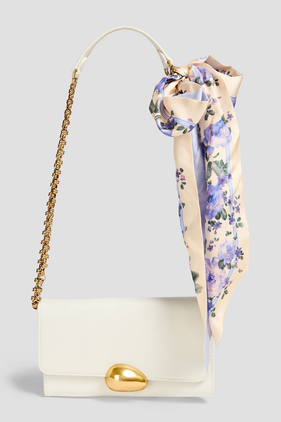 Zimmermann Bow-detailed Leather Shoulder Bag In Off-white