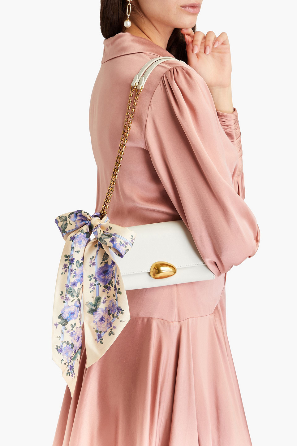 Zimmermann Bow-detailed Leather Shoulder Bag In Off-white