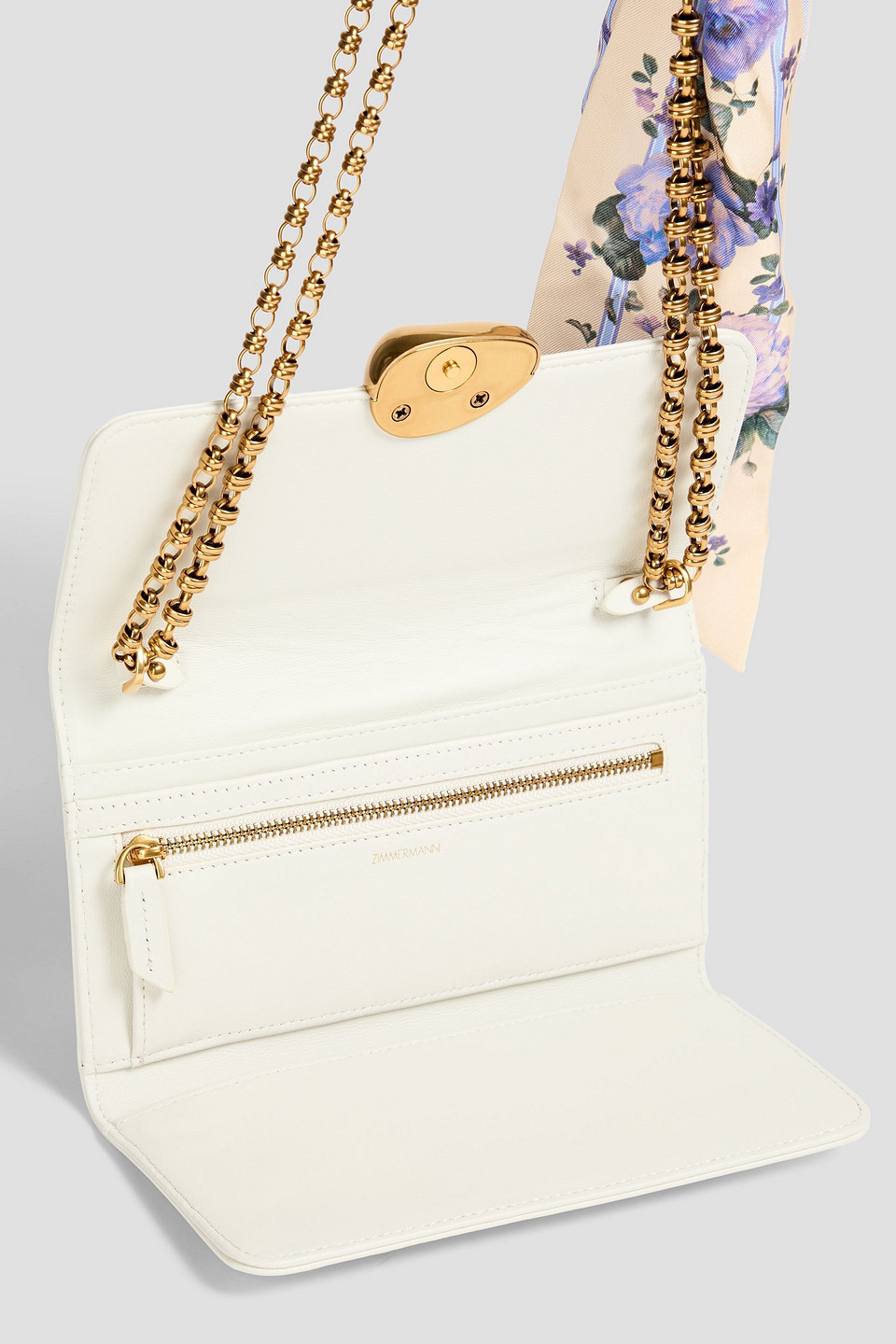 Zimmermann Bow-detailed Leather Shoulder Bag In Off-white