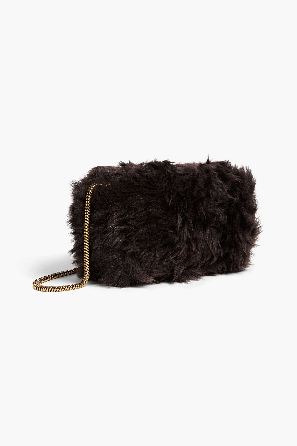 Zimmermann Shearling Shoulder Bag In Dark Brown