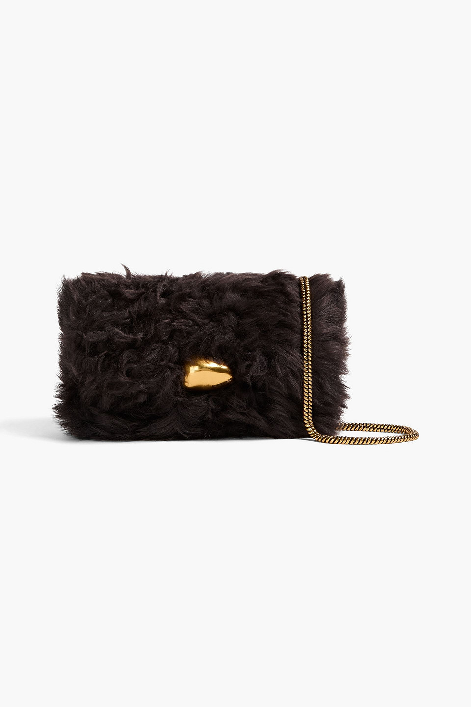 Zimmermann Shearling Shoulder Bag In Dark Brown