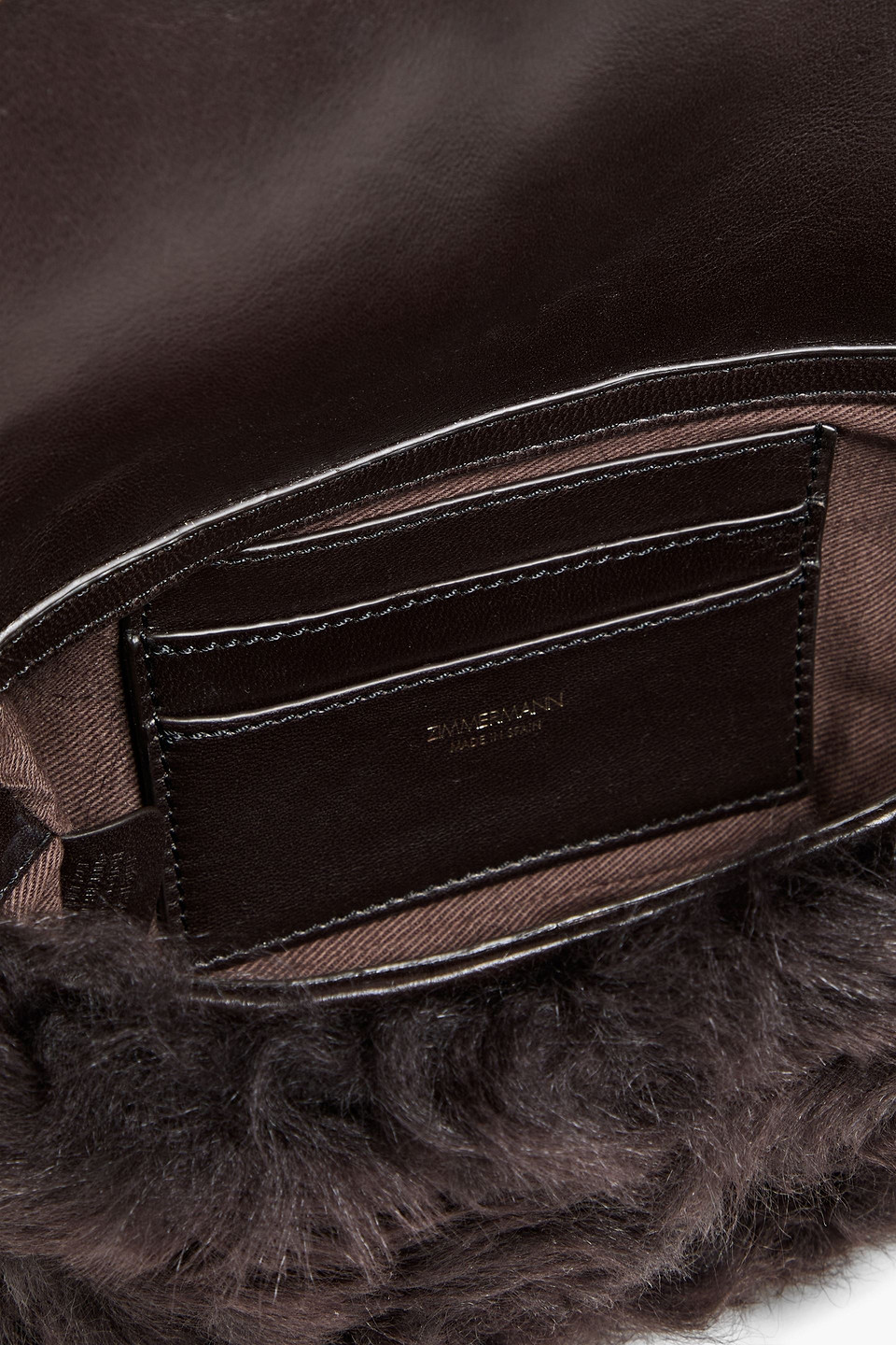 Zimmermann Shearling Shoulder Bag In Dark Brown