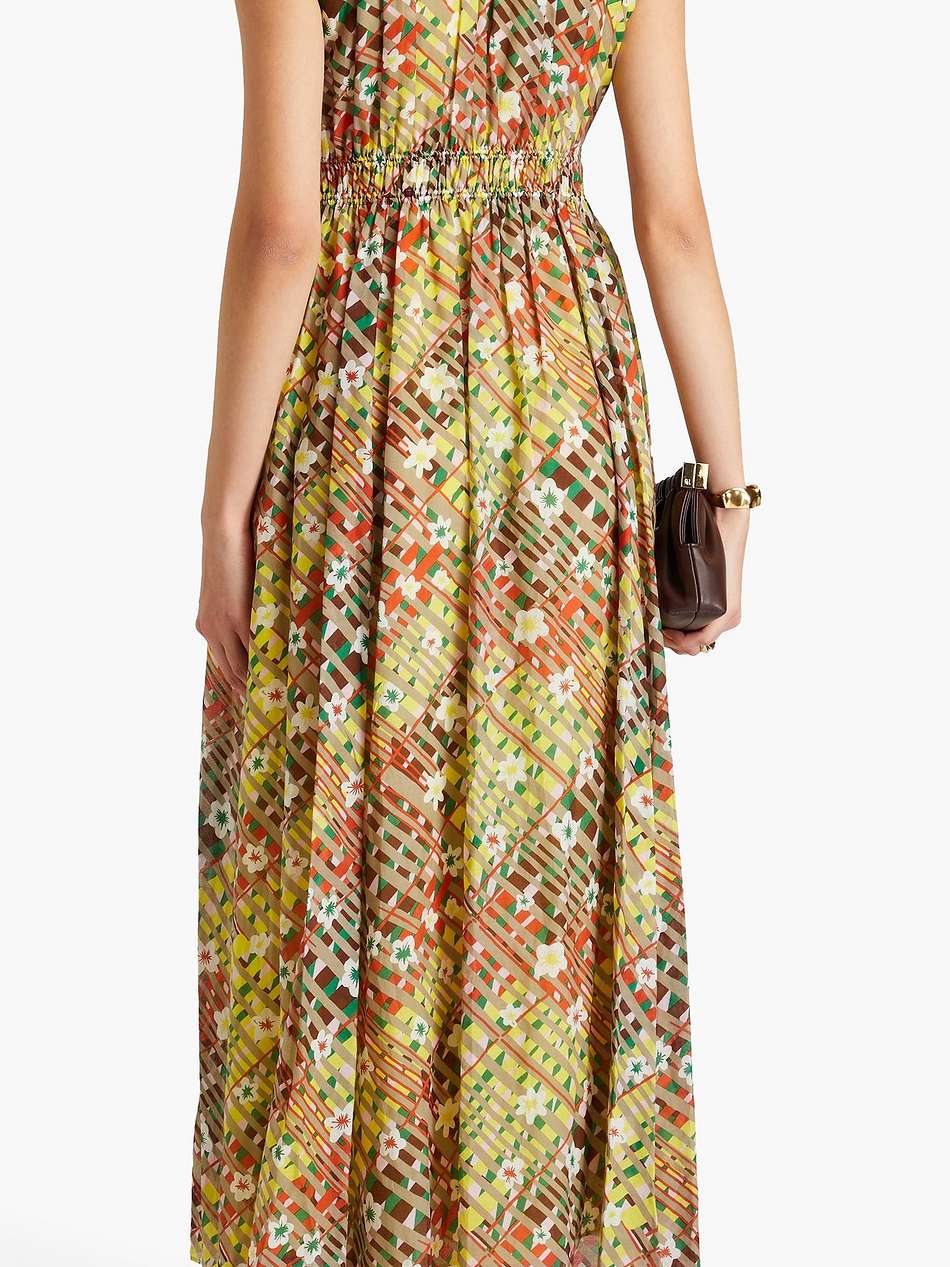 gillian printed cotton and silk-blend midi dress