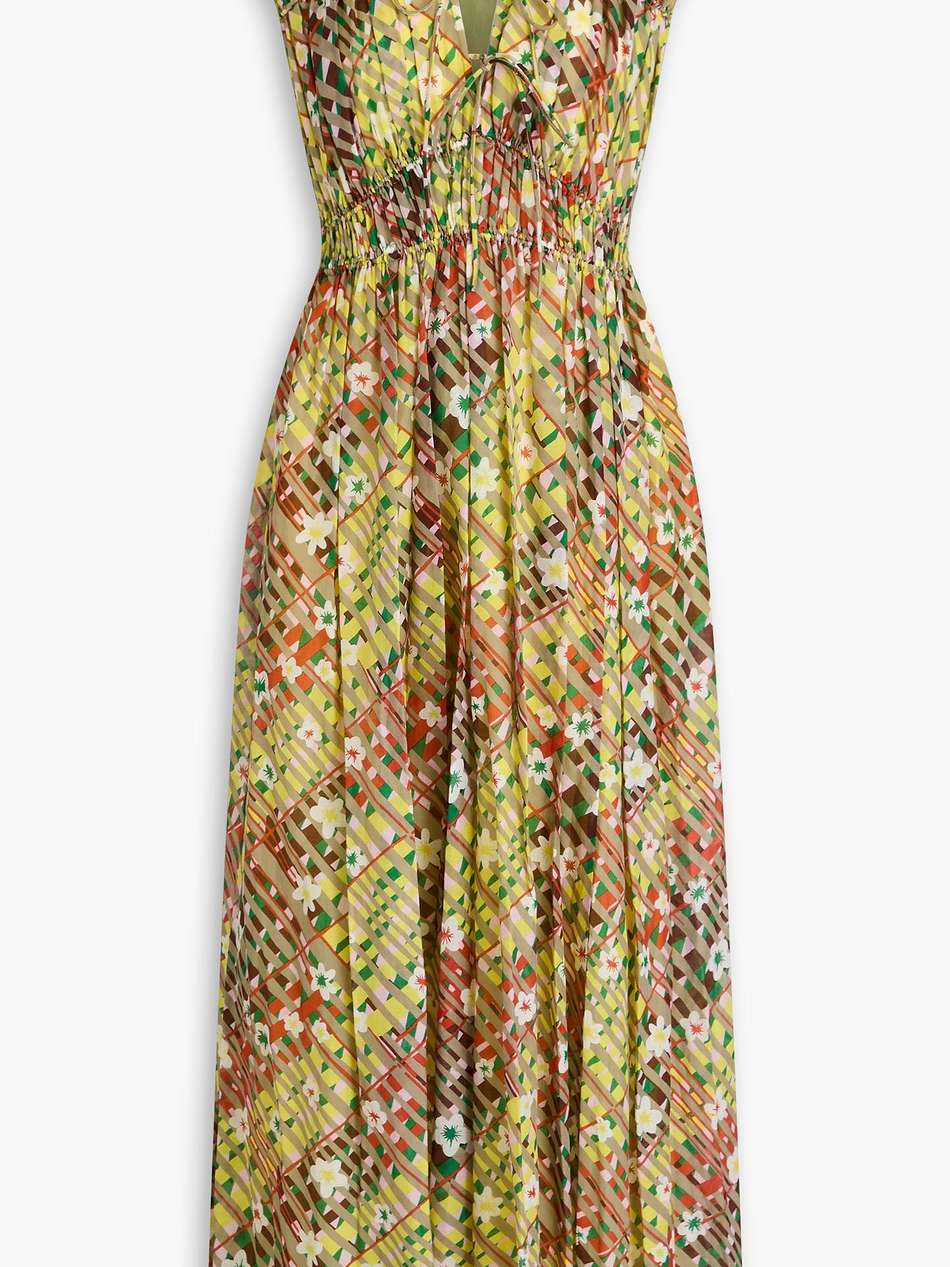 gillian printed cotton and silk-blend midi dress