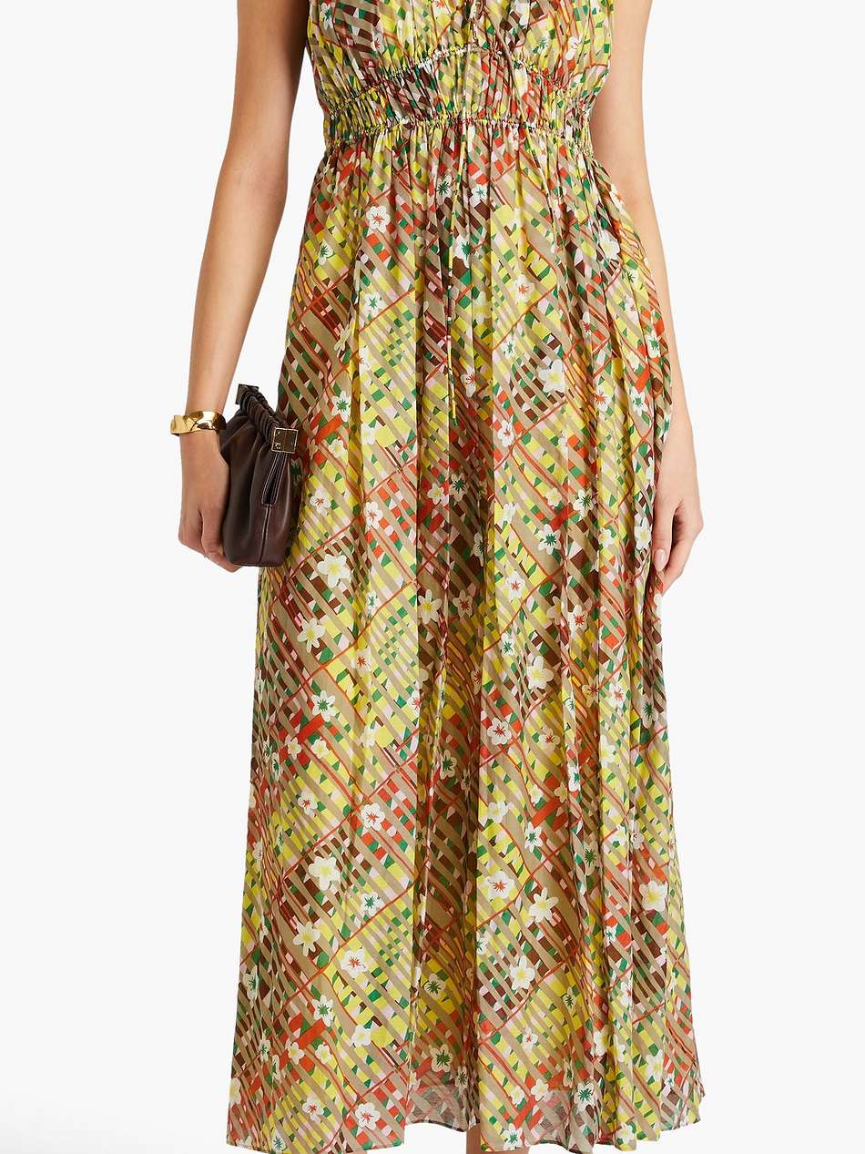 gillian printed cotton and silk-blend midi dress