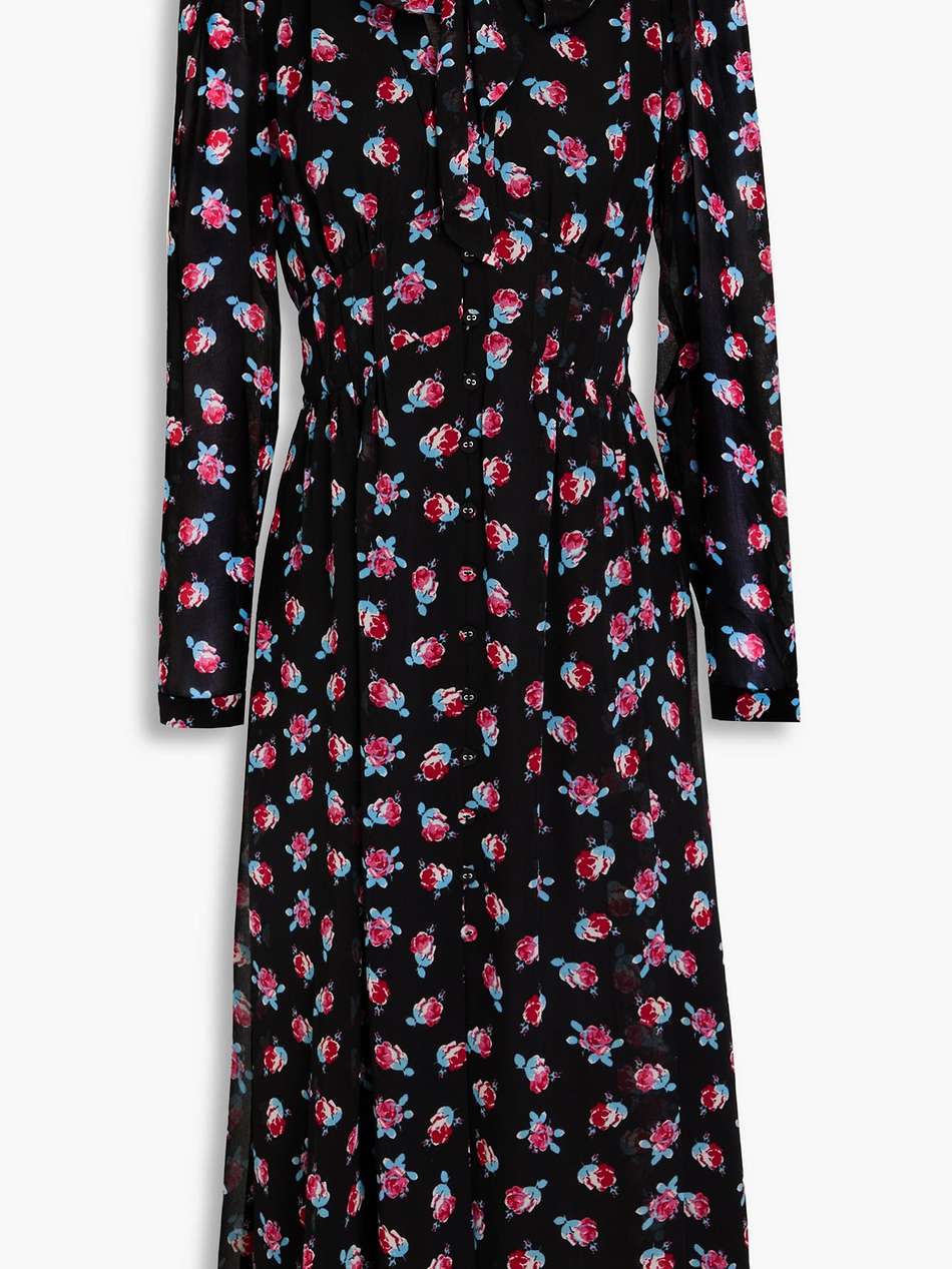 erica pussy-bow floral-print crepe de chine midi dress