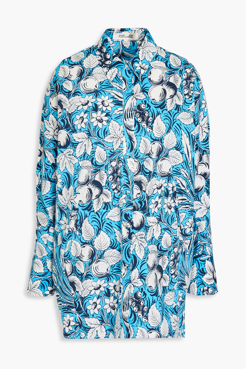 Diane Von Furstenberg Caleb Botanical-print Shirt In Azurblau