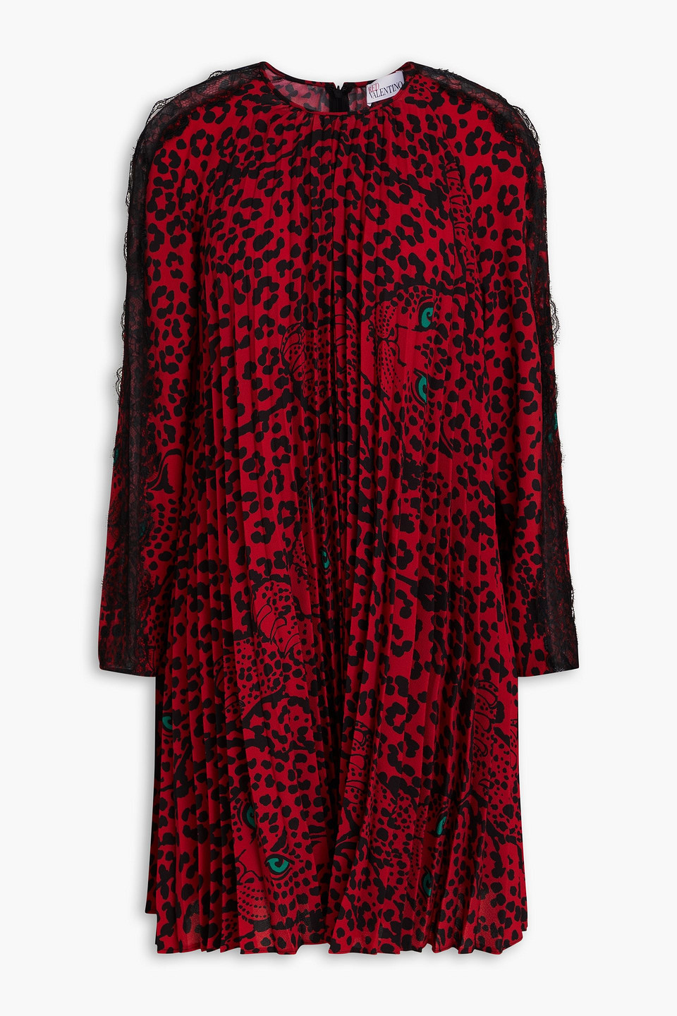 Red Leopard-print Crepe Mini Dress In