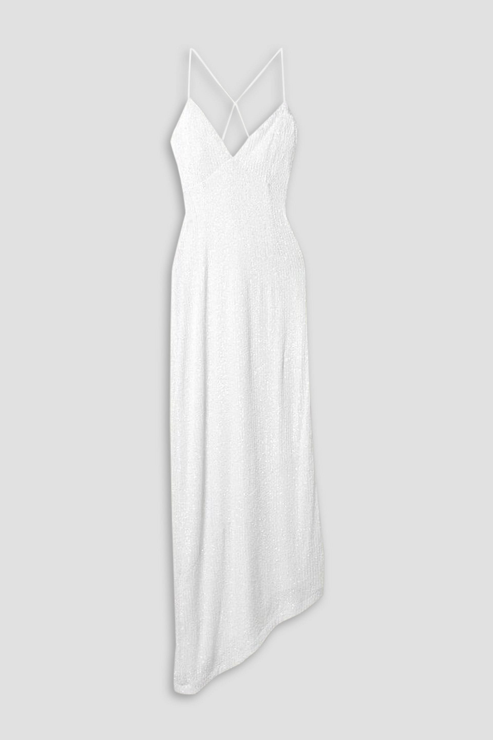 Retroféte Violet Asymmetric Lace-up Sequined Stretch-tulle Gown In White