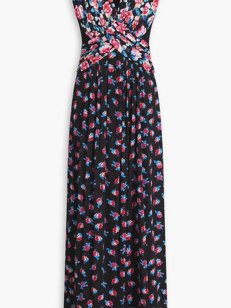 marika pleated floral-print jersey maxi dress
