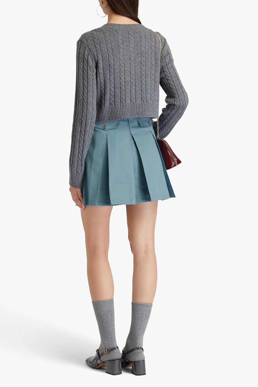 REDVALENTINO تنورة قصيرة من التويل المصنوع من مزيج من القطن مزينة بكسرات