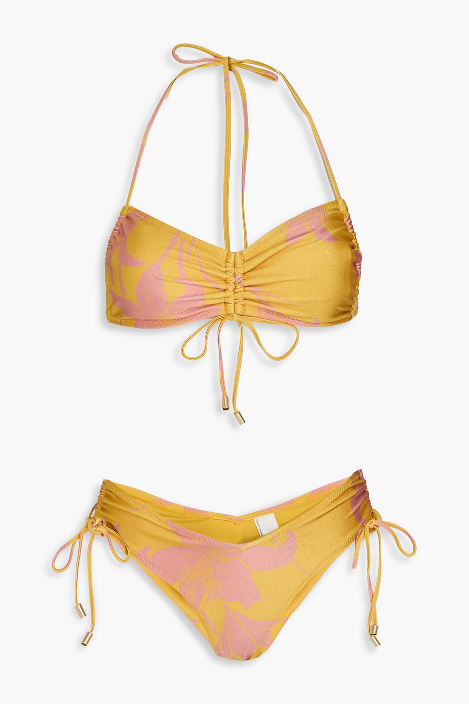 Zimmermann - Ruched floral-print bikini - Yellow - 0