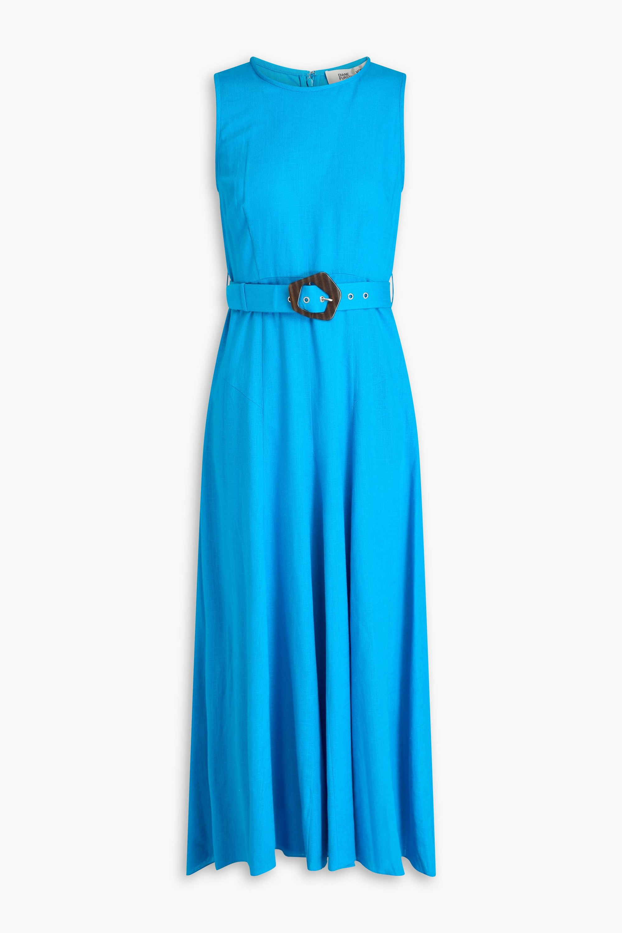 Diane von Furstenberg Elliot belted slub woven midi dress thumbnail