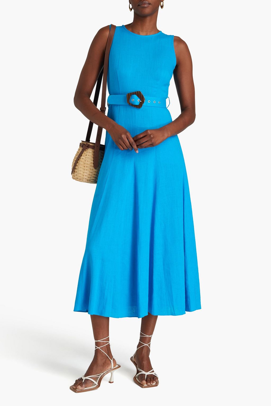 DIANE VON FURSTENBERG Elliot Midikleid aus Webstoff mit Flammgarneffekt und Gürtel