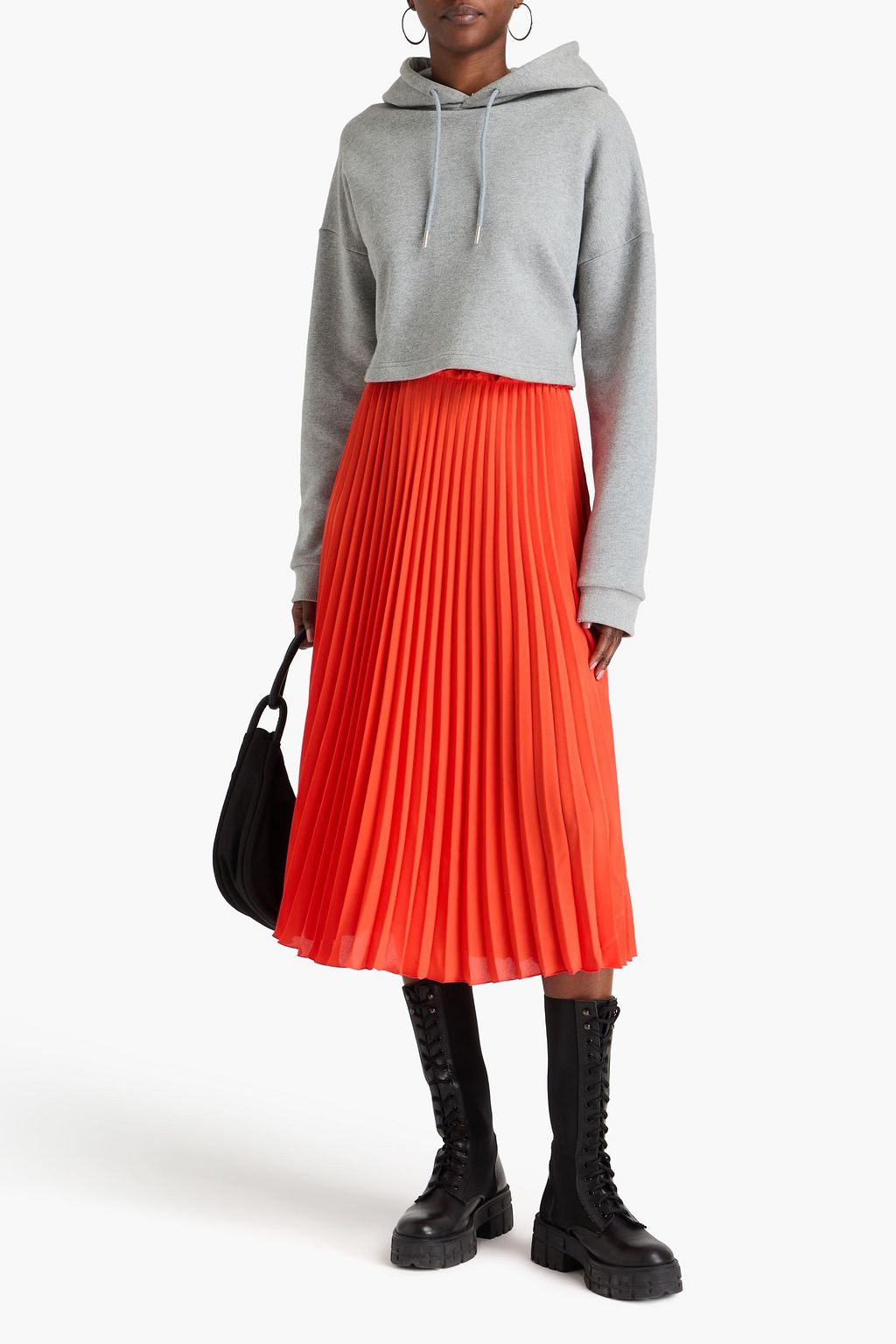 REDVALENTINO تنورة متوسطة الطول من الكريب مزينة بكسرات