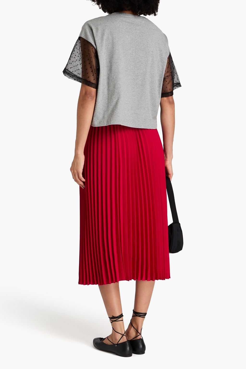REDVALENTINO تنورة متوسطة الطول من الكريب مزينة بكسرات