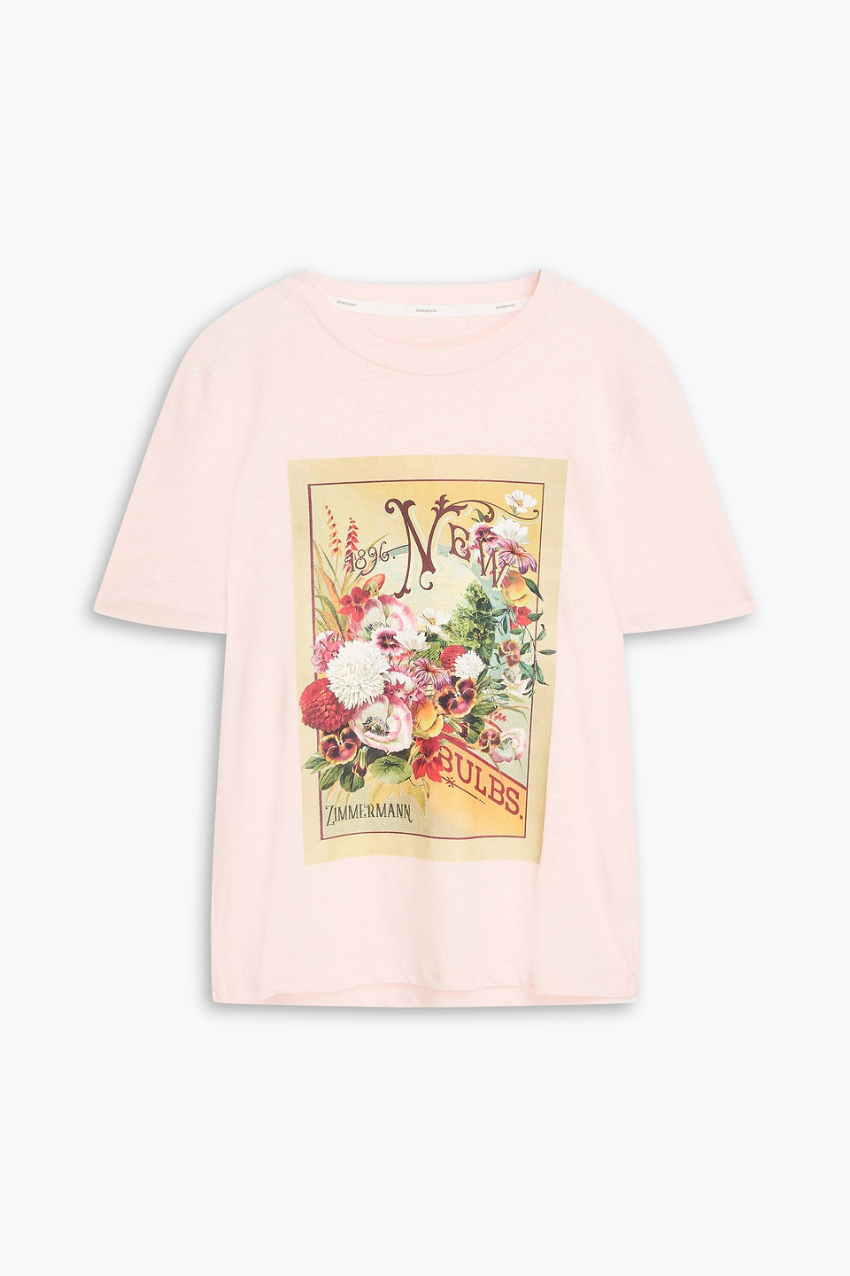 Zimmermann T-shirt Aus Einer Leinen-baumwollmischung Mit Print In Pastellrosa