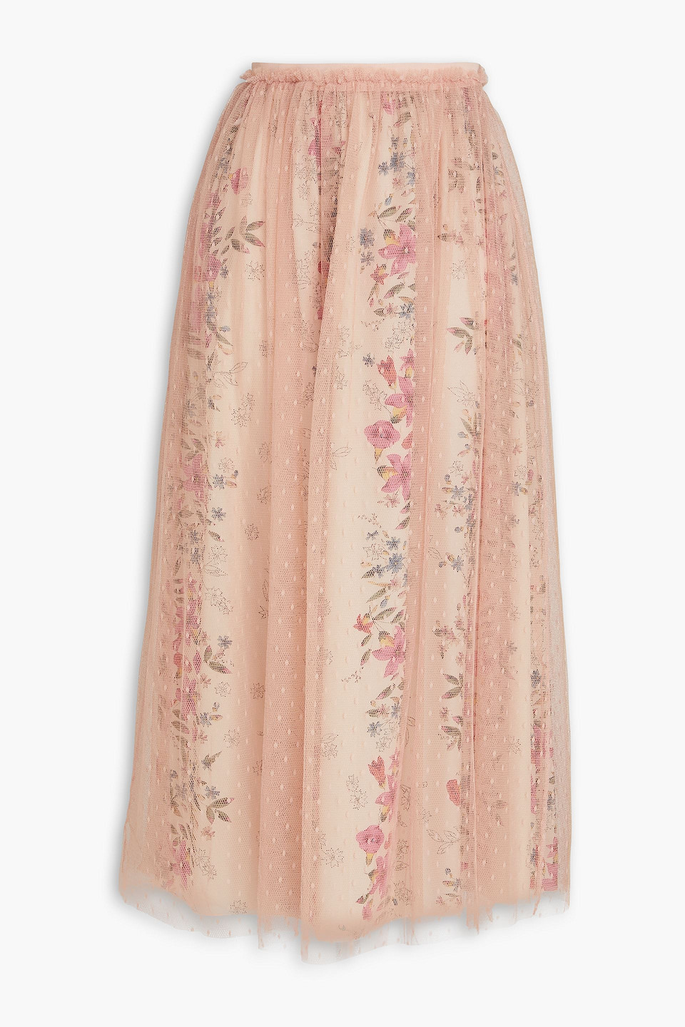 Red Floral-print D'esprit Midi Skirt