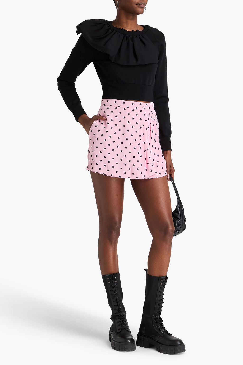 REDVALENTINO شورت بنمط التنورة من الكريب بنقشة البولكا دوت