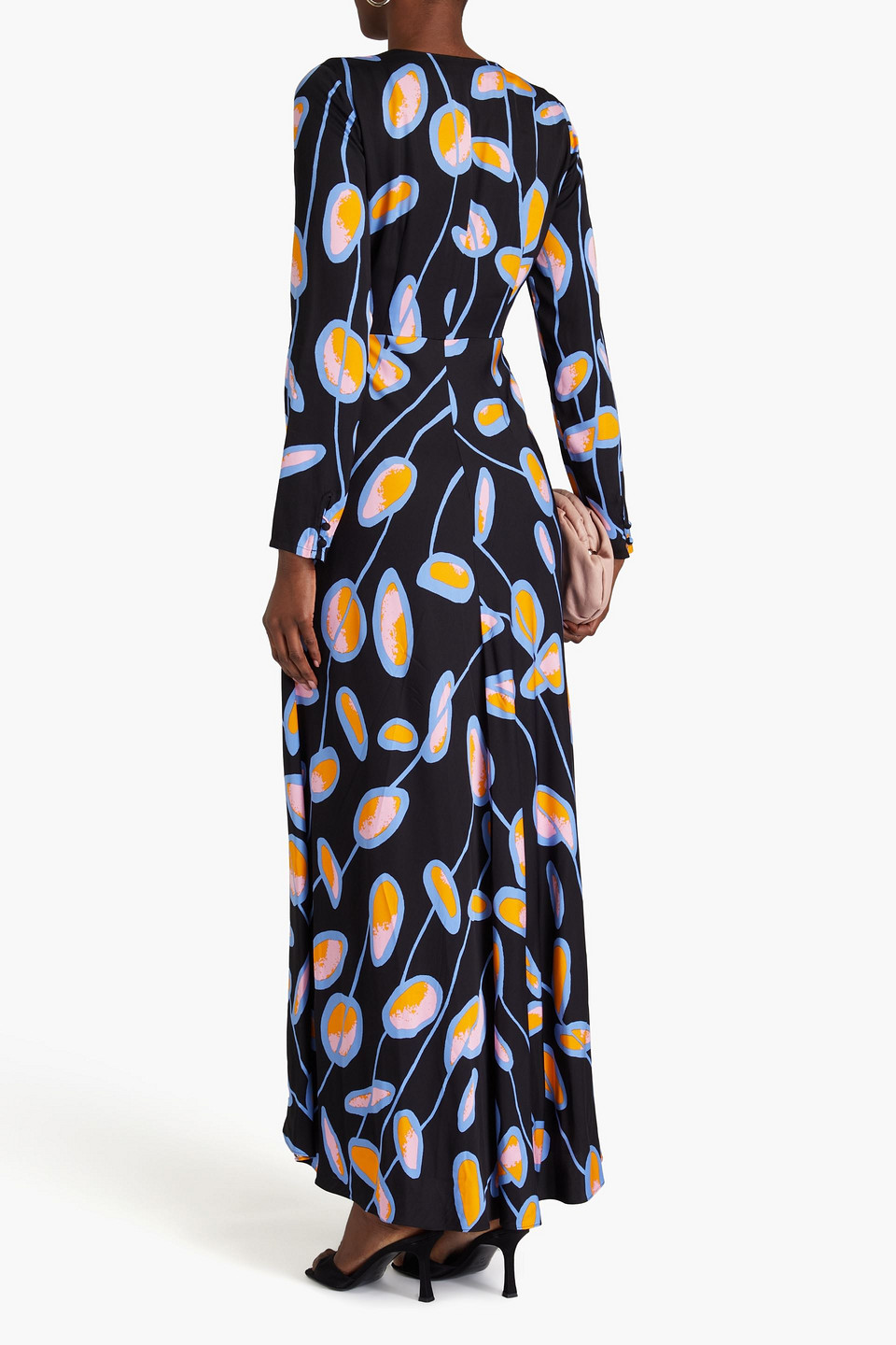 Diane Von Furstenberg Lanira Wrap-effect Printed Crepe De Chine Maxi Dress In Black